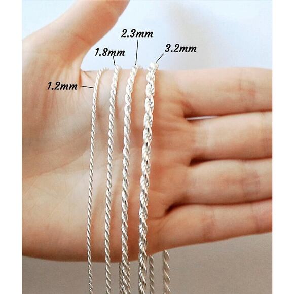 Rope Chain with Toggle Clasp, SOLID Sterling Silver Necklace, Stamped 925 ITALY - Picture 3 of 6